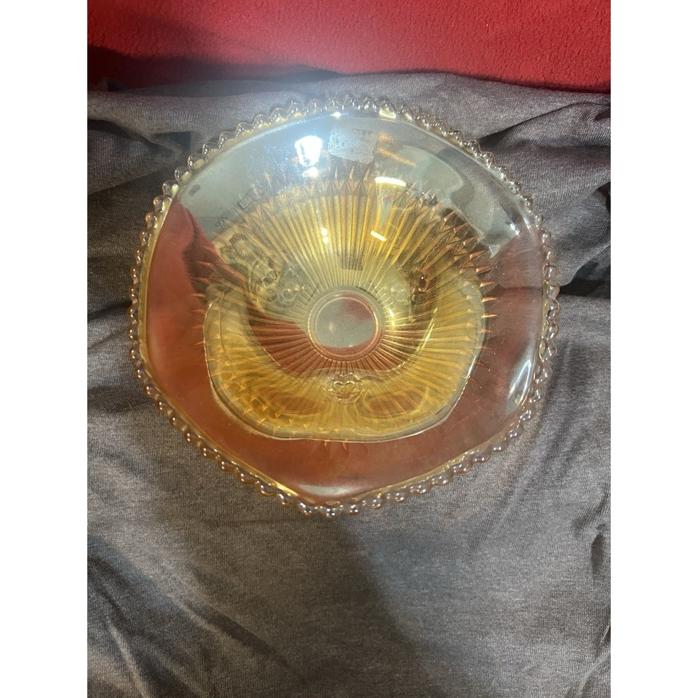 Vintage Jeanette Carnival Glass 3 Footed Marigold Iridescent Candy Dish (2001)